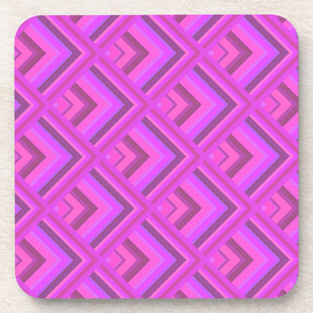 Pink stripes scale pattern coaster (Front)