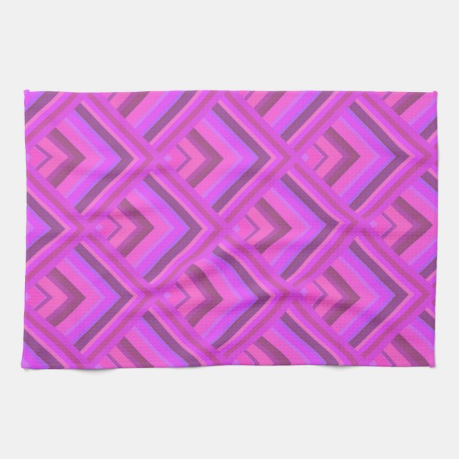 Pink stripes scale pattern tea towel (Horizontal)