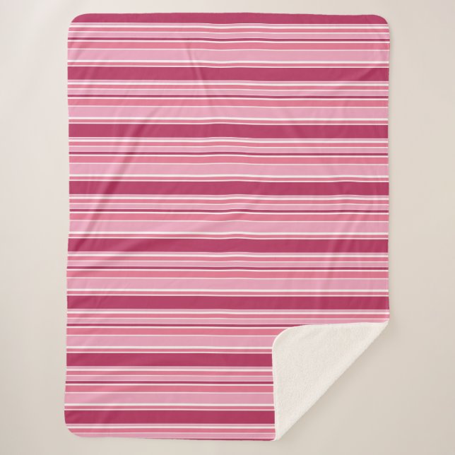 Pink stripes sherpa blanket (Front)