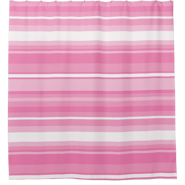 Pink stripes shower curtain (Front)