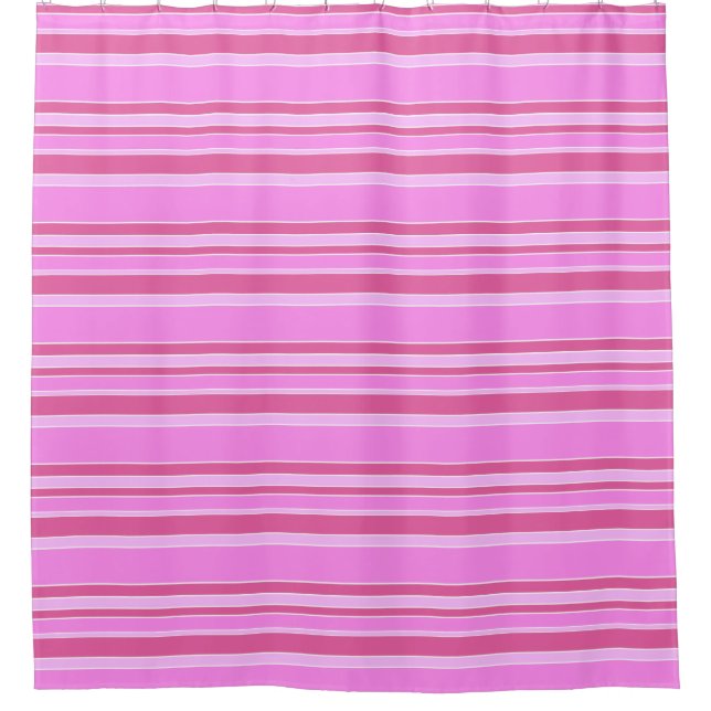 Pink stripes shower curtain (Front)