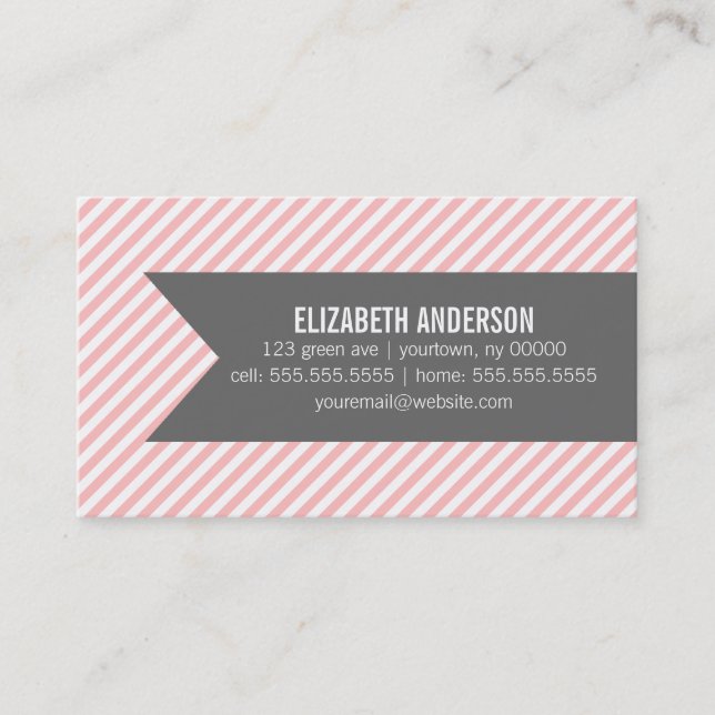 Pink Stripes Social Calling Cards (Front)