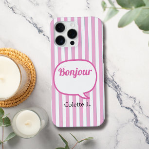 Pink Stripes Speech Bubble Personalise iPhone 16 Pro Max Case