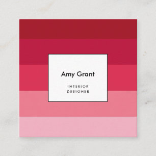 Pink stripes square business card