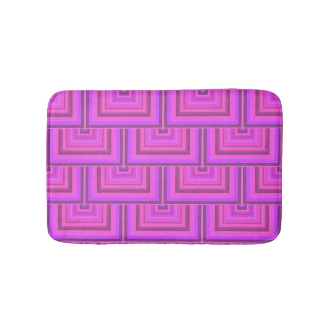 Pink stripes square scales pattern bath mat (Front)