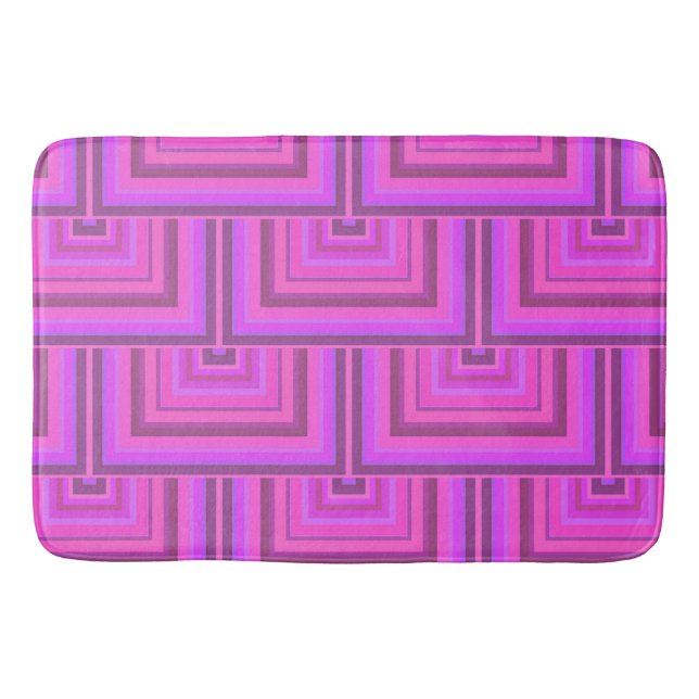 Pink stripes square scales pattern bath mat (Front)