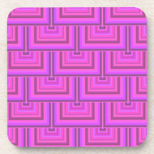 Pink stripes square scales pattern coaster