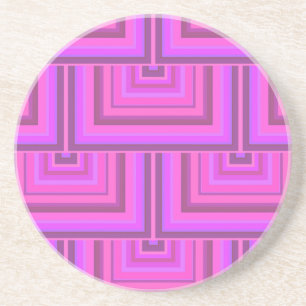Pink stripes square scales pattern coaster