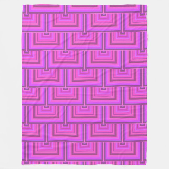 Pink stripes square scales pattern fleece blanket (Front)