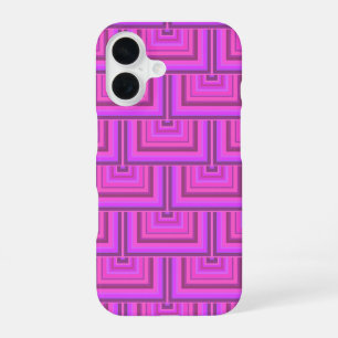 Pink stripes square scales pattern iPhone 16 case
