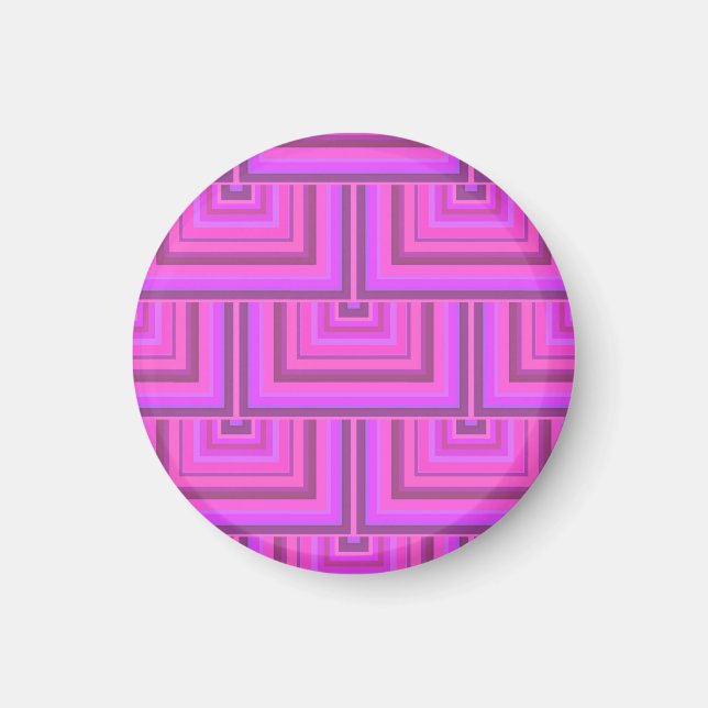Pink stripes square scales pattern magnet (Front)