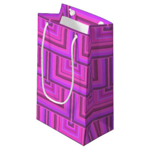 Pink stripes square scales pattern small gift bag