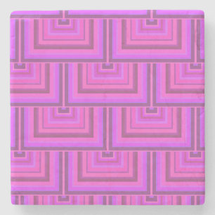 Pink stripes square scales pattern stone coaster