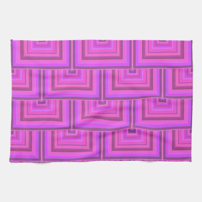 Pink stripes square scales pattern tea towel (Horizontal)