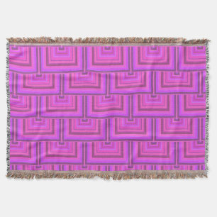 Pink stripes square scales pattern throw blanket