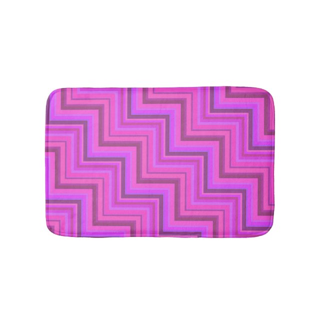 Pink stripes stairs pattern bath mat (Front)