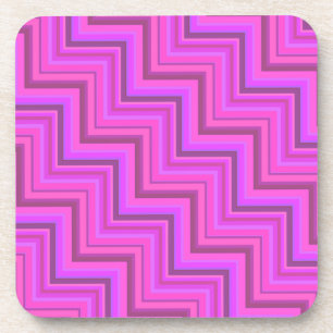 Pink stripes stairs pattern coaster