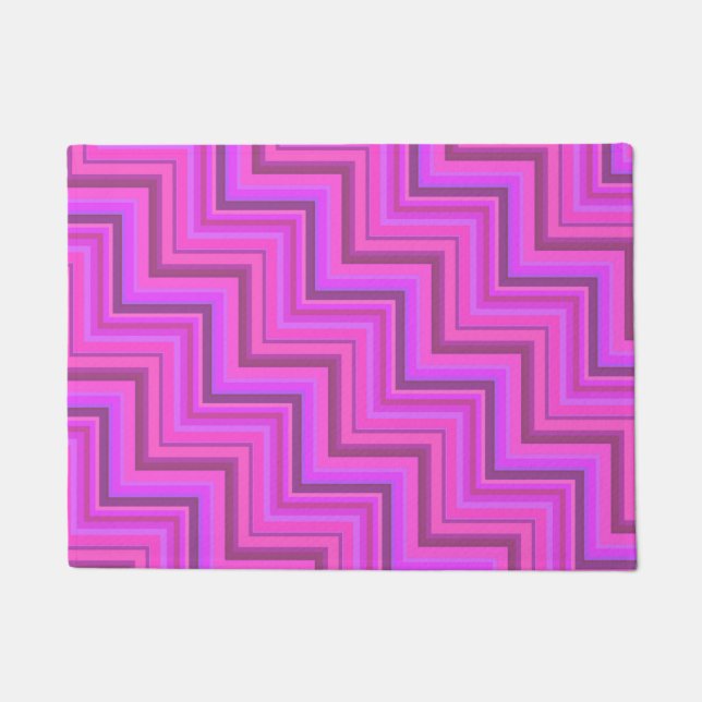 Pink stripes stairs pattern doormat (Front)