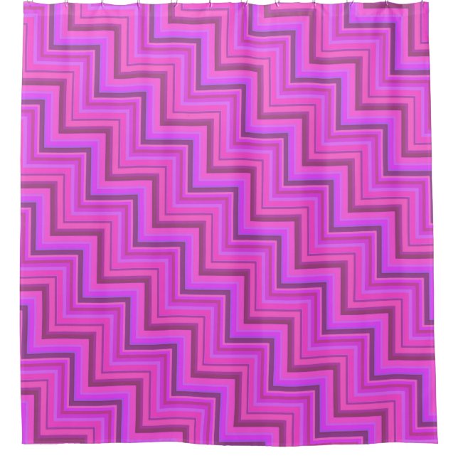 Pink stripes stairs pattern shower curtain (Front)