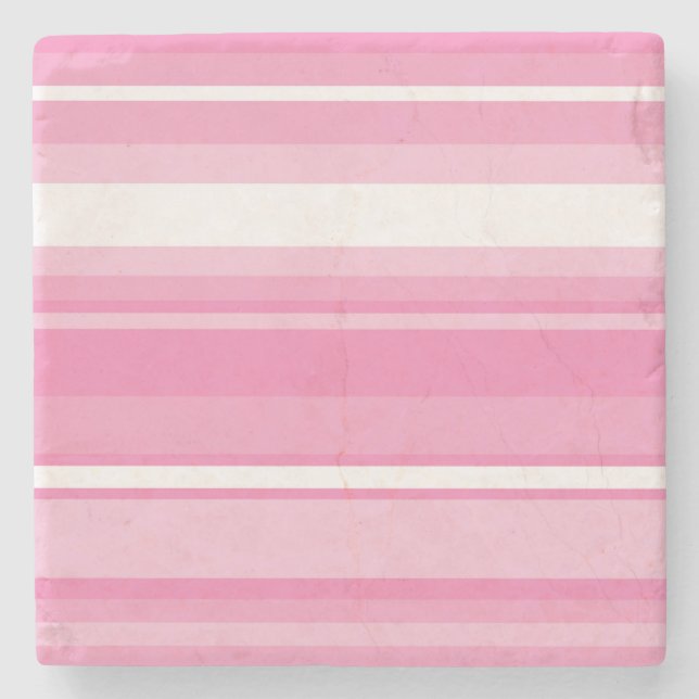 Pink stripes stone coaster (Front)