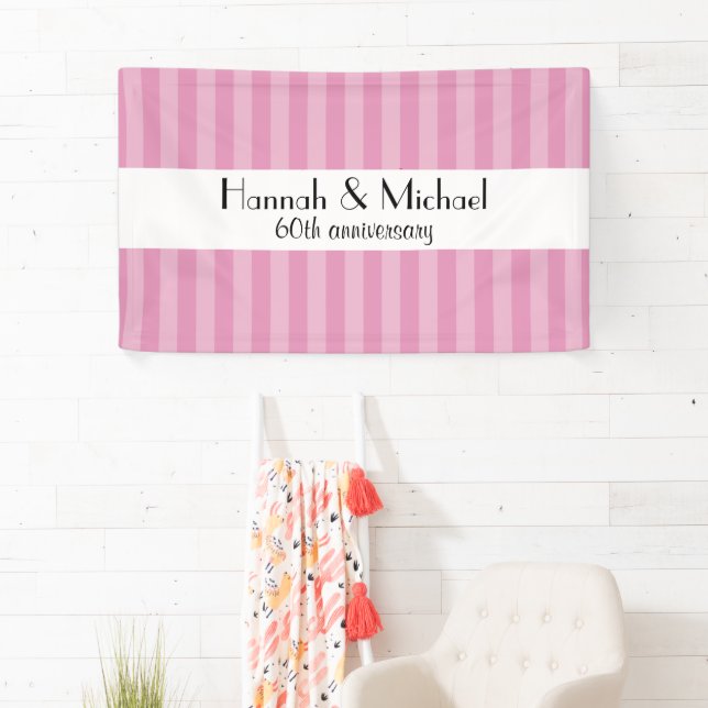 Pink Stripes, Striped Pattern, Lines, Anniversary Banner (Insitu)