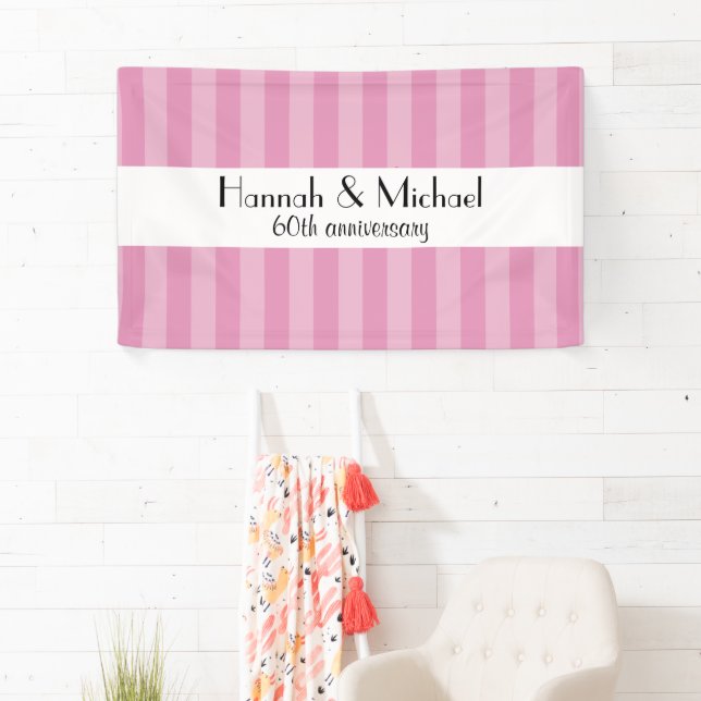 Pink Stripes, Striped Pattern, Lines, Anniversary Banner (Insitu)