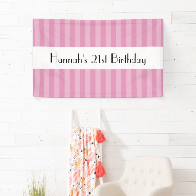 Pink Stripes, Striped Pattern, Lines, Birthday Banner (Insitu)