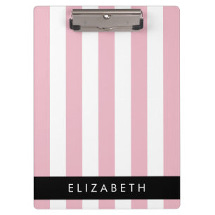 Pink Stripes, Striped Pattern, Lines, Your Name Clipboard