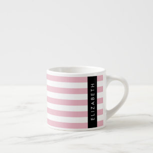Pink Stripes, Striped Pattern, Lines, Your Name Espresso Cup
