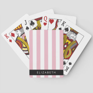 Pink Stripes, Striped Pattern, Lines, Your Name Playing Cards