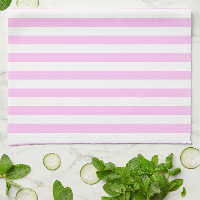 Pink Stripes, Stripes, Striped Pattern, Lines Tea Towel (Folded)