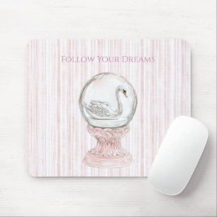 Pink Stripes Swan Mouse Mat