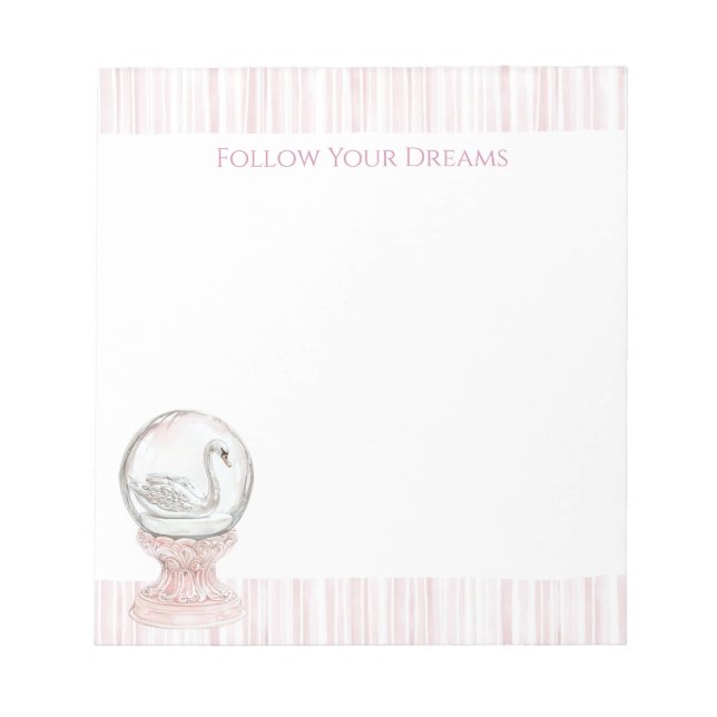 Pink Stripes Swan   Notepad (Front)