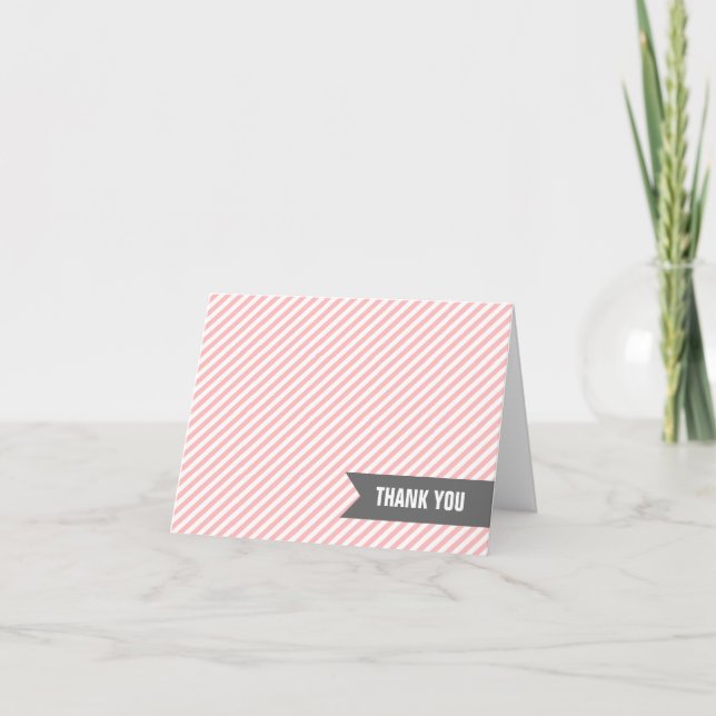 Pink Stripes Thank You Notes (Front)