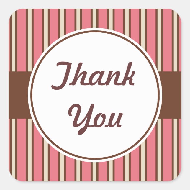 Pink Stripes Thank You Stickers (Front)