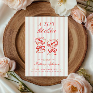 Pink Stripes Tini Bit Older Birthday Party Invitation