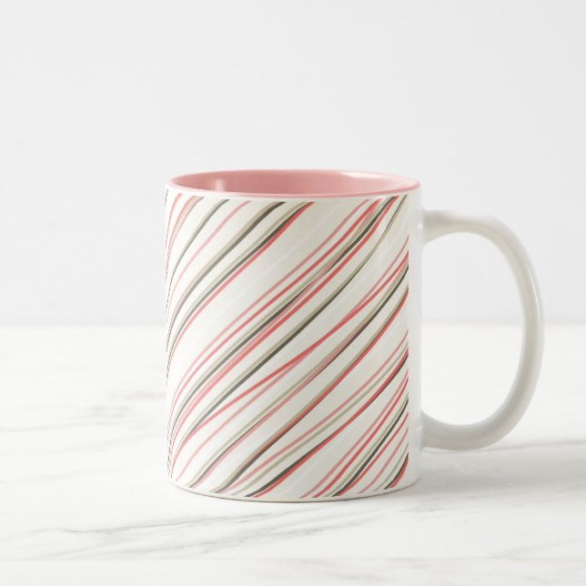 Pink Stripes Two-Tone Coffee Mug (Right)