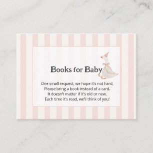 Pink Stripes Watercolor Goose Girl Books for Baby Enclosure Card