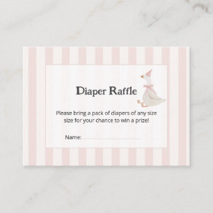 Pink Stripes Watercolor Goose Girl Diaper Raffle Enclosure Card