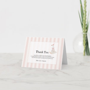 Pink Stripes Watercolor Goose Girl Thank You Card
