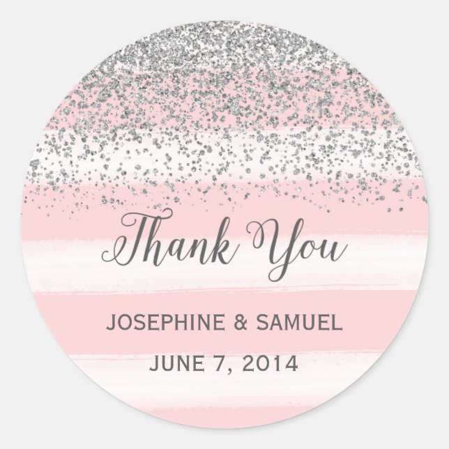 Pink Stripes Watercolor Round Stickers (Front)