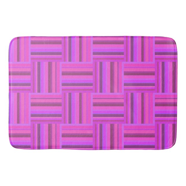 Pink stripes weave pattern bath mat (Front)