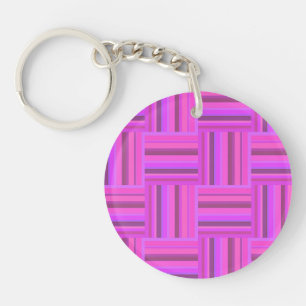 Pink stripes weave pattern key ring