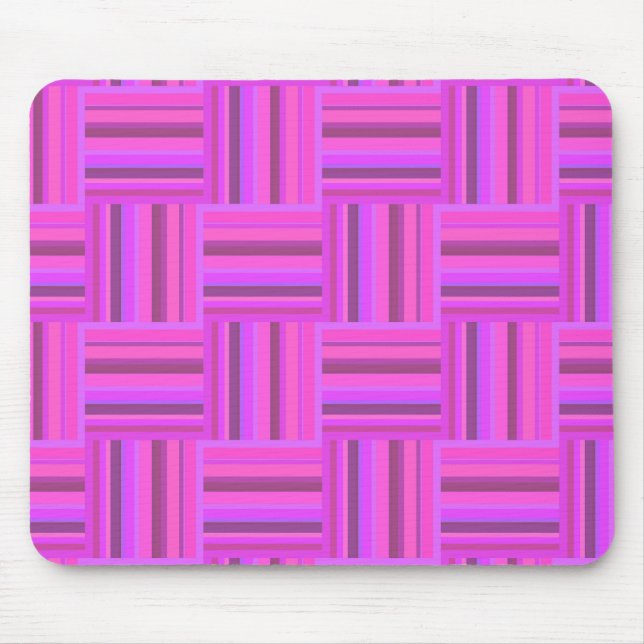 Pink stripes weave pattern mouse mat (Front)