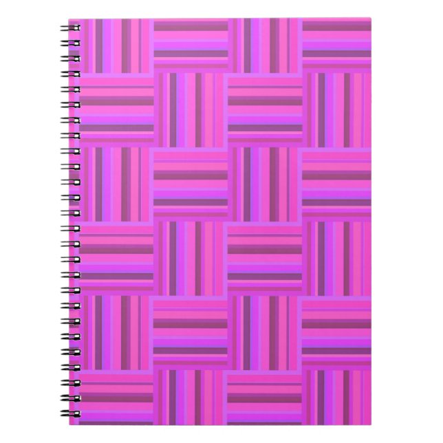 Pink stripes weave pattern notebook (Front)