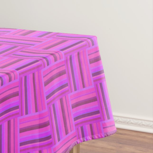 Pink stripes weave pattern tablecloth (In Situ)