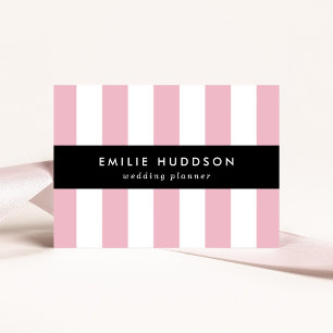 Pink Stripes, White Stripes, Striped Pattern Business Card