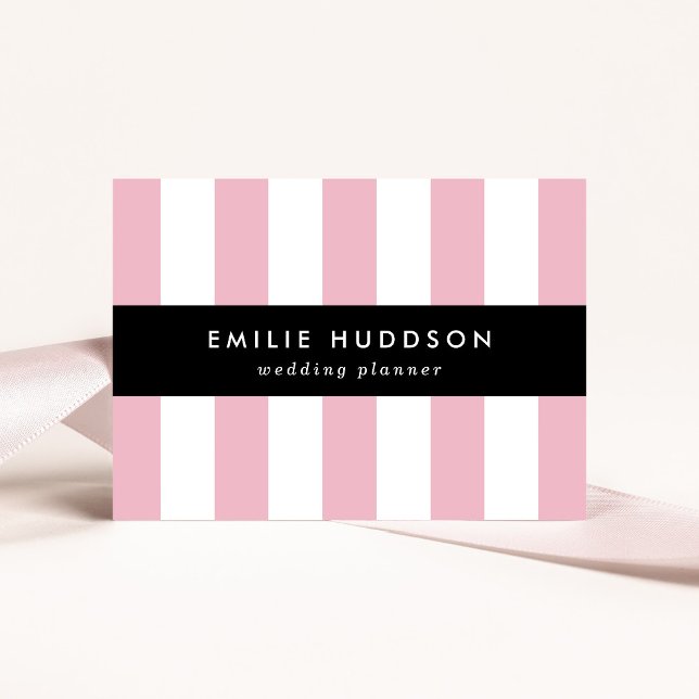 Pink Stripes, White Stripes, Striped Pattern Business Card (Creator Uploaded)