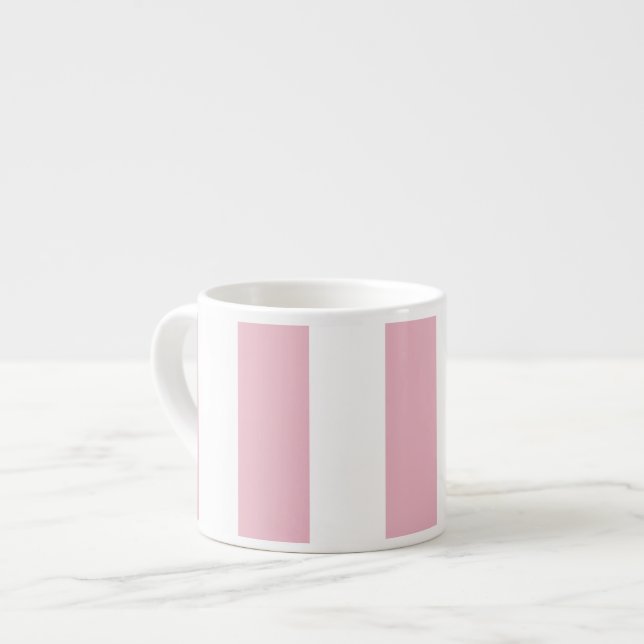 Pink Stripes, White Stripes, Striped Pattern Espresso Cup (Front Left)