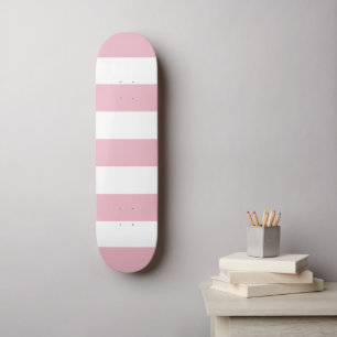 Pink Stripes, White Stripes, Striped Pattern Skateboard
